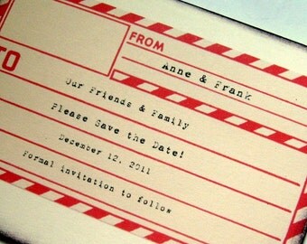 travel save the date, rustic invitation, airmail destination card, envelope, set 12