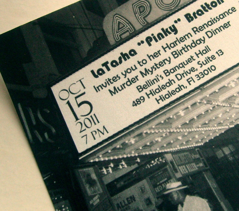 1920s invitation, Urban, historical wedding, movie theater marquee, Set of 20