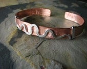 Copper and Silver Cuff Bangle Hammered Unisex