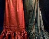 SALE-- Late 19th Century Petticoat in Rust Red and Moss Green