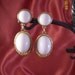 Vintage Monet White Cabochon Earrings