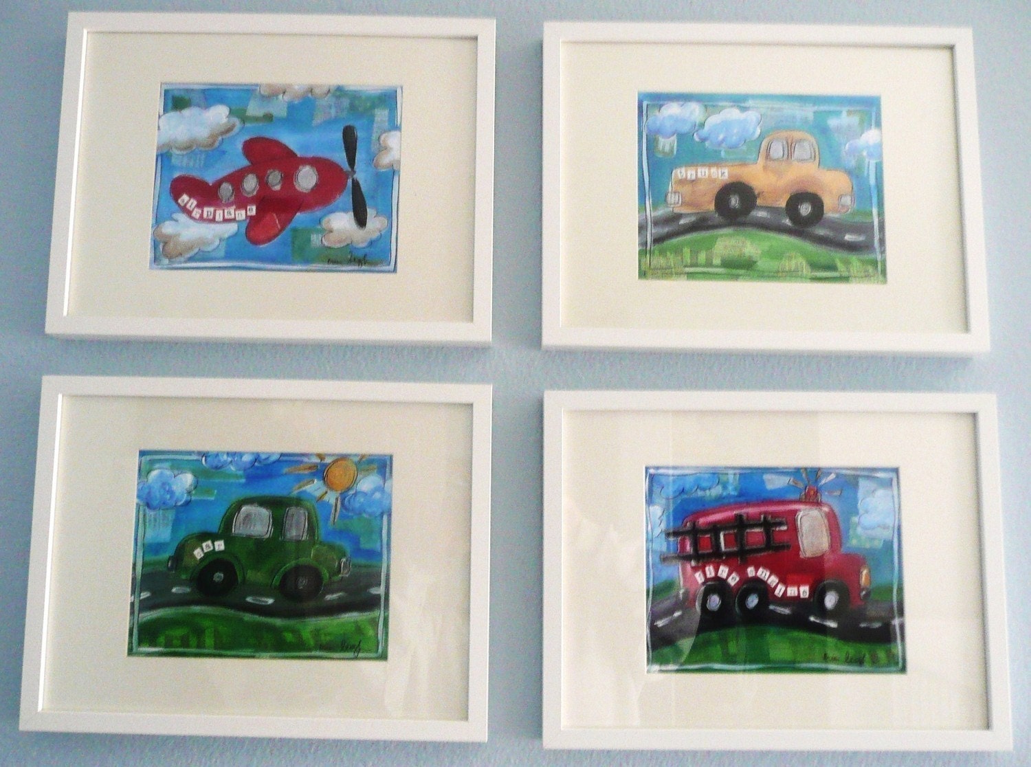 Transportation Wall Art, 8x10 Prints, Set of 4, Fine Art for Kids