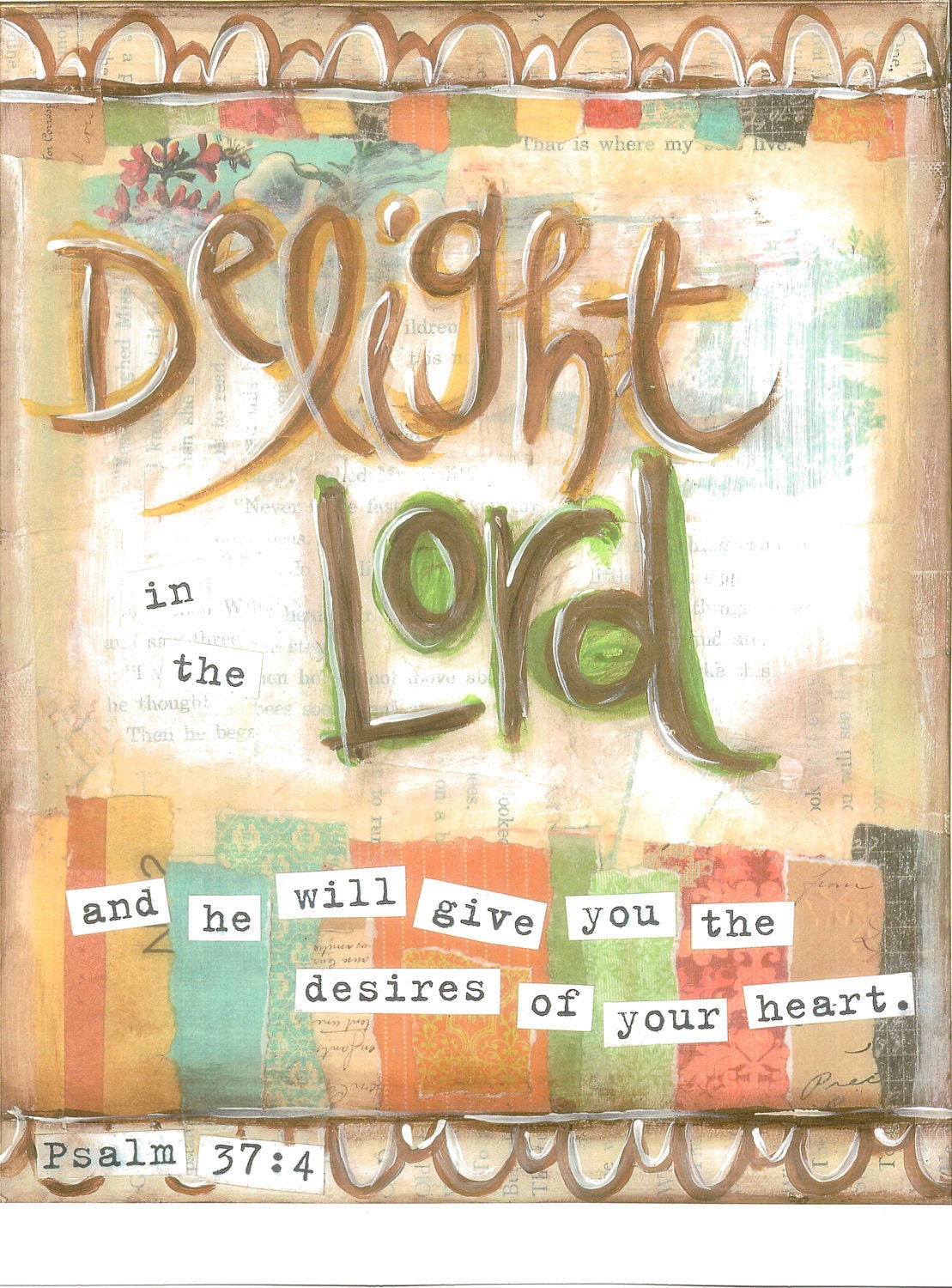 Scripture Art, Trust in the Lord (Psalm 37.3 ), Delight in the Lord (Psalm 37.4) Set of 2, 8x10 Fine Art Prints