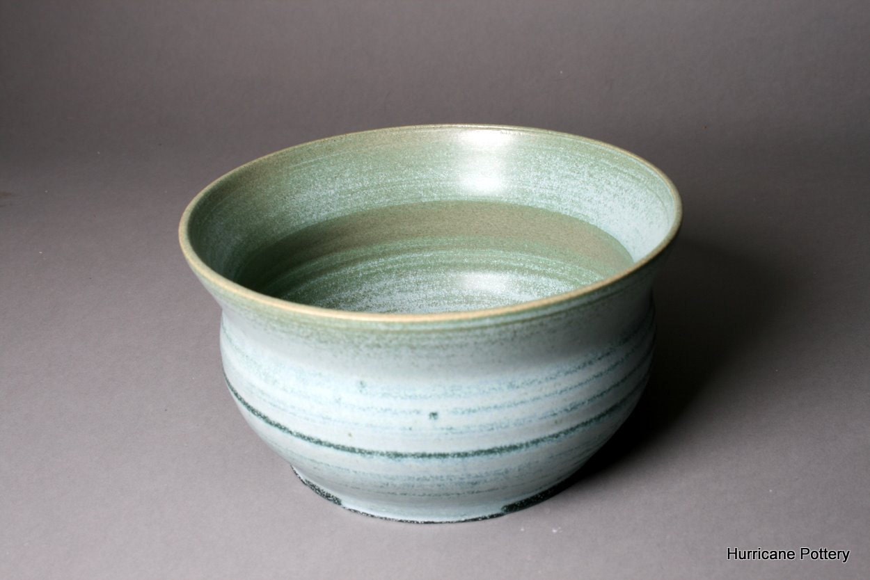Serving Bowl Teal Light Blue Green Hand Thrown Ceramic Pottery