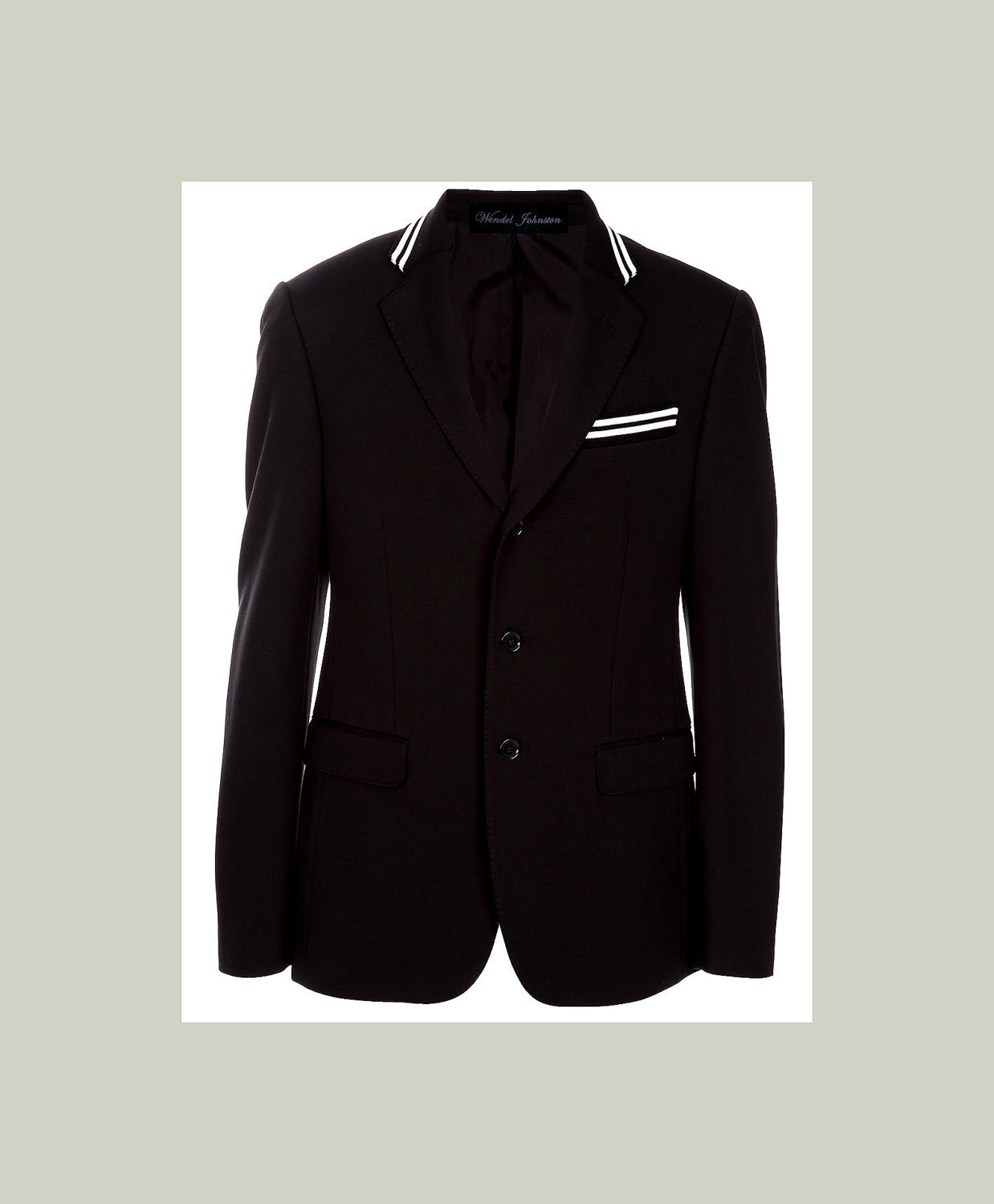 Ready to ship Black Men  blazer with black and white racing stripe sizes 36, 38, 40, 42, 44