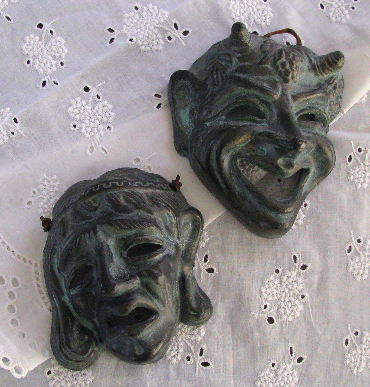 Greek comedy and tragedy masks REDUCED by myparentsattick on Etsy