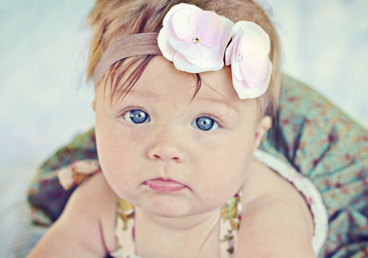 Headbands Baby Flower Headband... Newborn Headband- Pink and Cream Headband