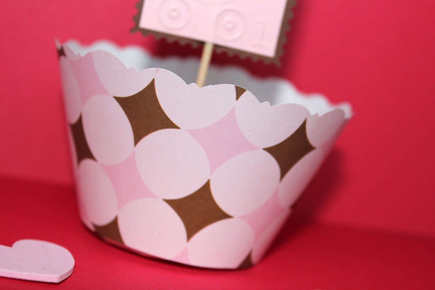 Pink & Brown Cupcake Wrappers SALE