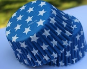 50 Blue and White Stars Cupcake Liners