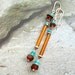 Long Sleek Minimalist Dangle Earrings, Genuine Amber, Turquoise, Sterling Silver