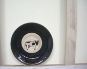 Vintage. Home & Living.  Vintage Decor. Vintage Plate.  Hand Painted Cow . Terracotta Plate.