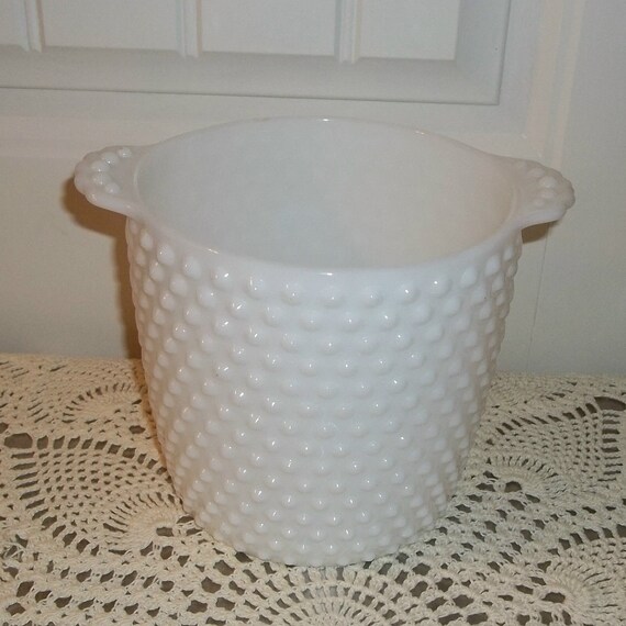Vintage Milk Glass HobNail Ice Bucket Or by HomespunSpirit