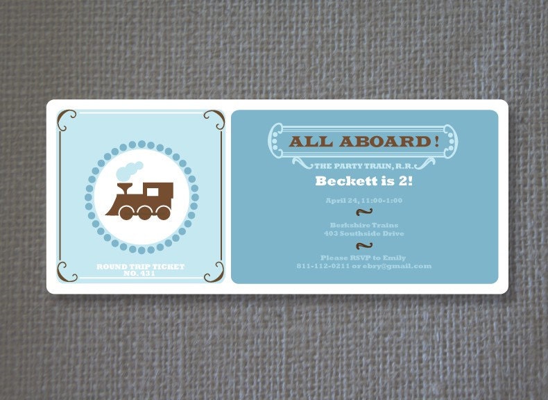 Invitations - Vintage Train - PRINT YOUR OWN