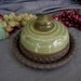Ceramic Butter Dish in Spring Green and Black Mountain