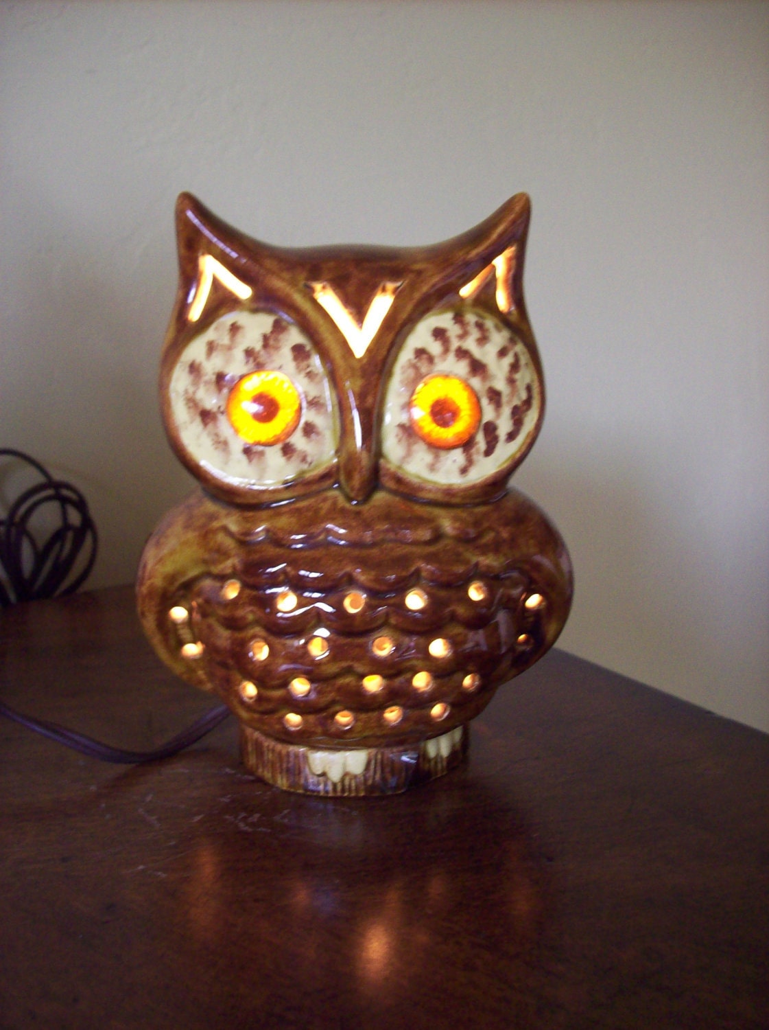 Vintage Ceramic Owl Night Light Electric by kris67 on Etsy