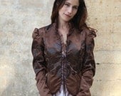 ON SALE  Victorian Jacket in Brown Printed Leatherette