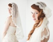 Wedding Veil, Bridal Veil, Lace, Point d'Esprit, Mantilla Veil, Hip Length - Lovely - Made to Order