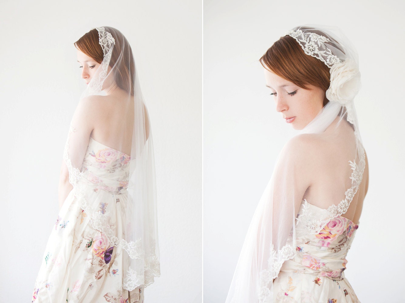 Mantilla Veil, 40" Length, Lace Veil - Everlasting Love - Made to Order
