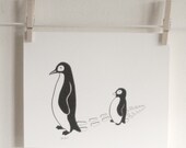 Penguin Footprints - handprinted on paper -black