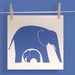 Choose your color for a handprinted big and baby Elephant print for your Nursery