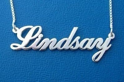 Double Thick Name Necklace with Any Name up to 13 Letters, solid sterling silver, perfectly cut and polished, DOUBLE THICK SILVER, chain included