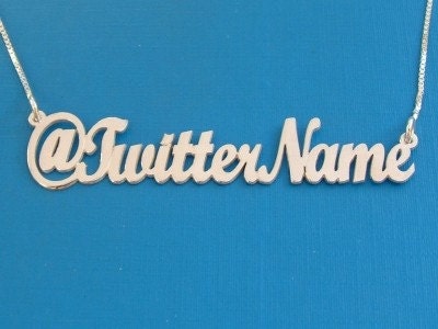 Twitter Name Necklace in double thick silver, any twitter user name