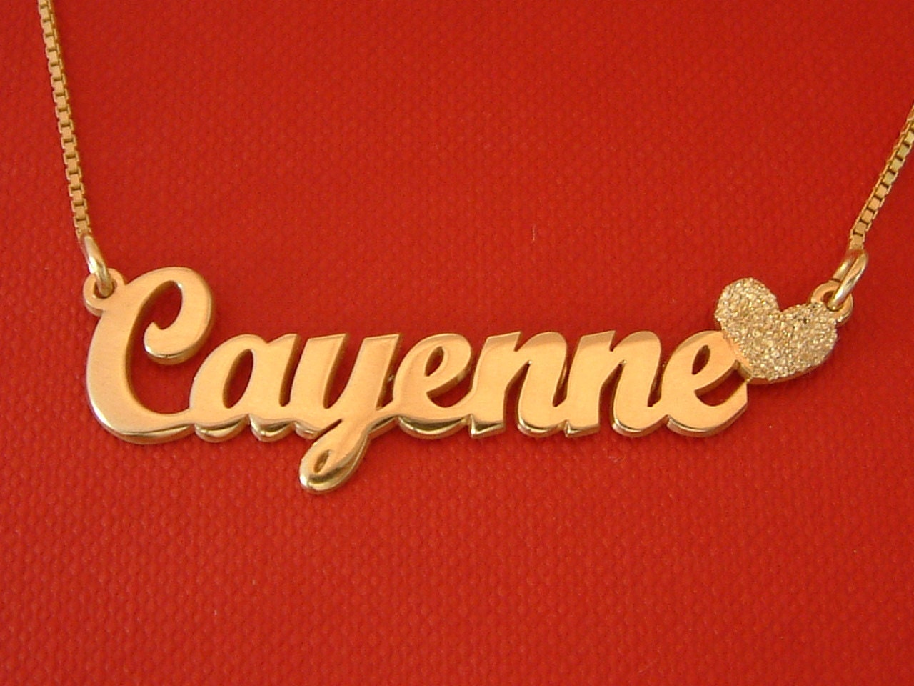 Gold Sparkle Heart Name Necklace 14k Gold Plated, Double thick Necklace with Sparkling finish, Names up to 13 letters