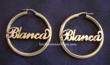 Earrings Hoops with your name, Carrie style name earrings, any name up to 7 letters, choose font