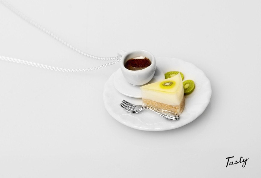 Coffee and lemon cheesecake necklace