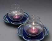 Blue Candle Plate Porcelain Handmade by Mark Hudak