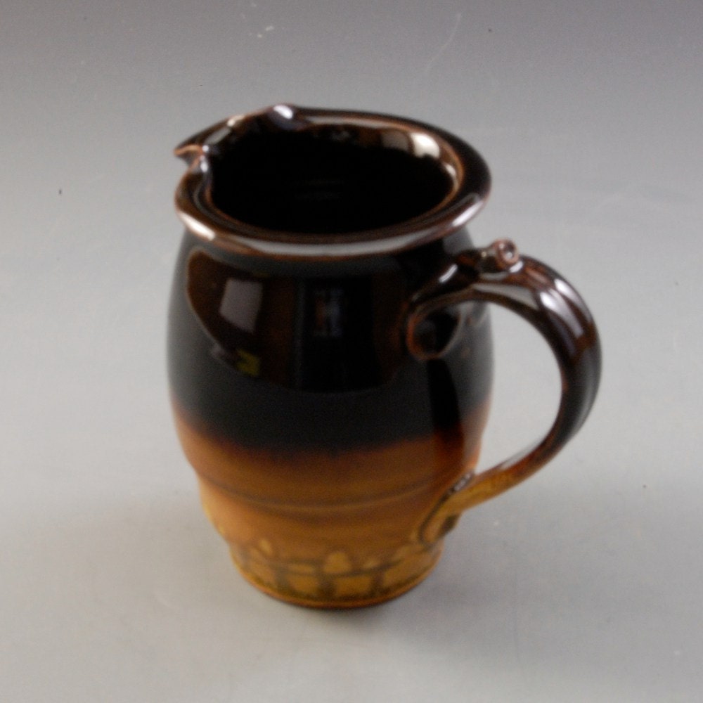 Pottery pitcher golden brown ebony brown  Porcelain by Mark Hudak