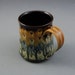 Mug handmade wheel thrown ebony brown amber blue fern green porcelain by Mark Hudak
