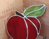 Bright Red Stained Glass Apple- Window Ornament