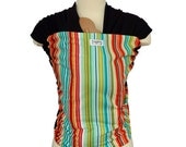 Baby Wrap Baby Carrier Stretchy Wrap Baby Sling - Caribbean Stripe - Instructional DVD Included - FAST SHIPPING