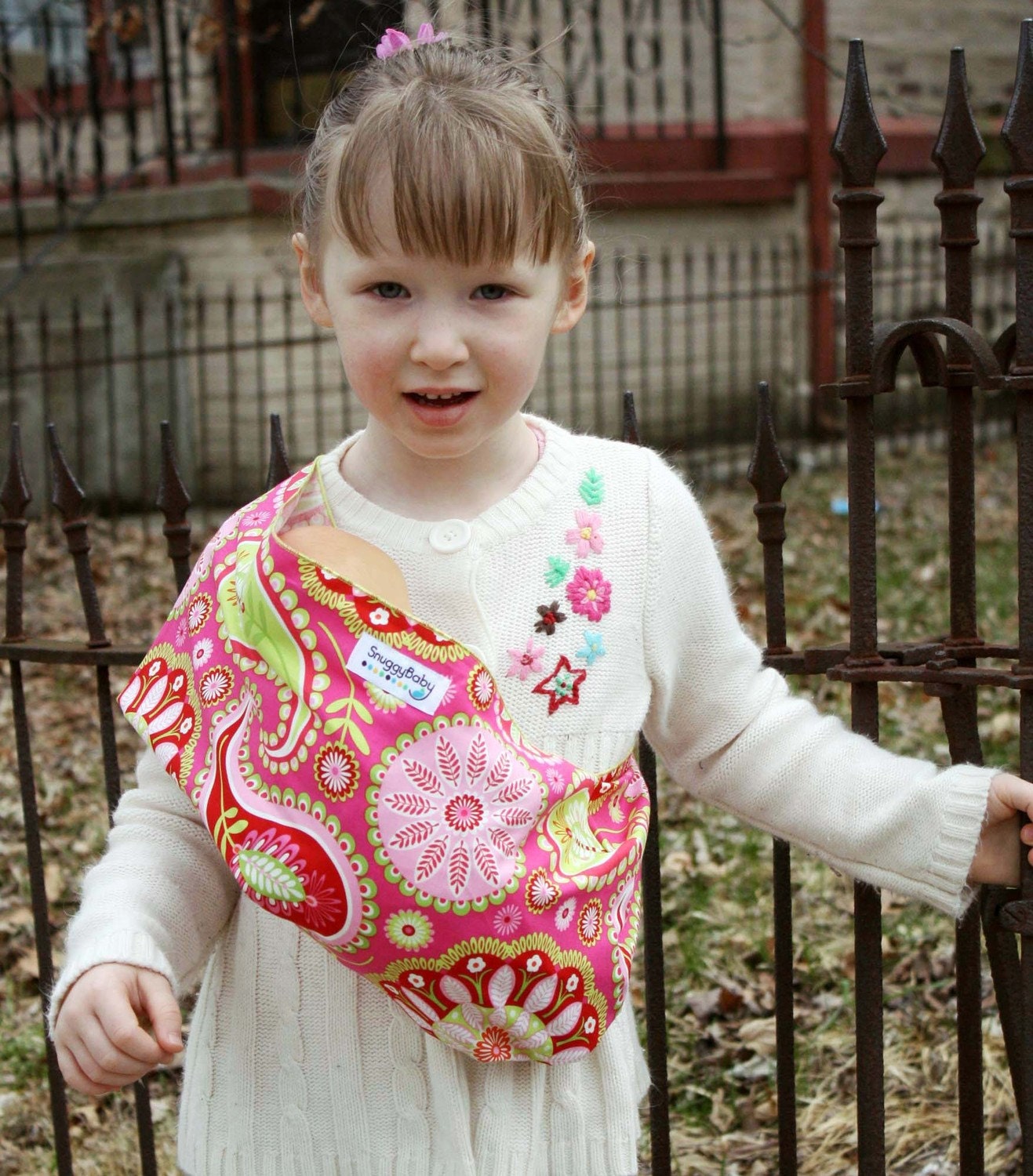 Doll Sling Carrier Kid Toy Pouch -  Pink Paisley - FAST SHIPPING