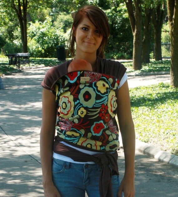 Espresso Blossom Baby Wrap Sling Carrier - FAST SHIPPING