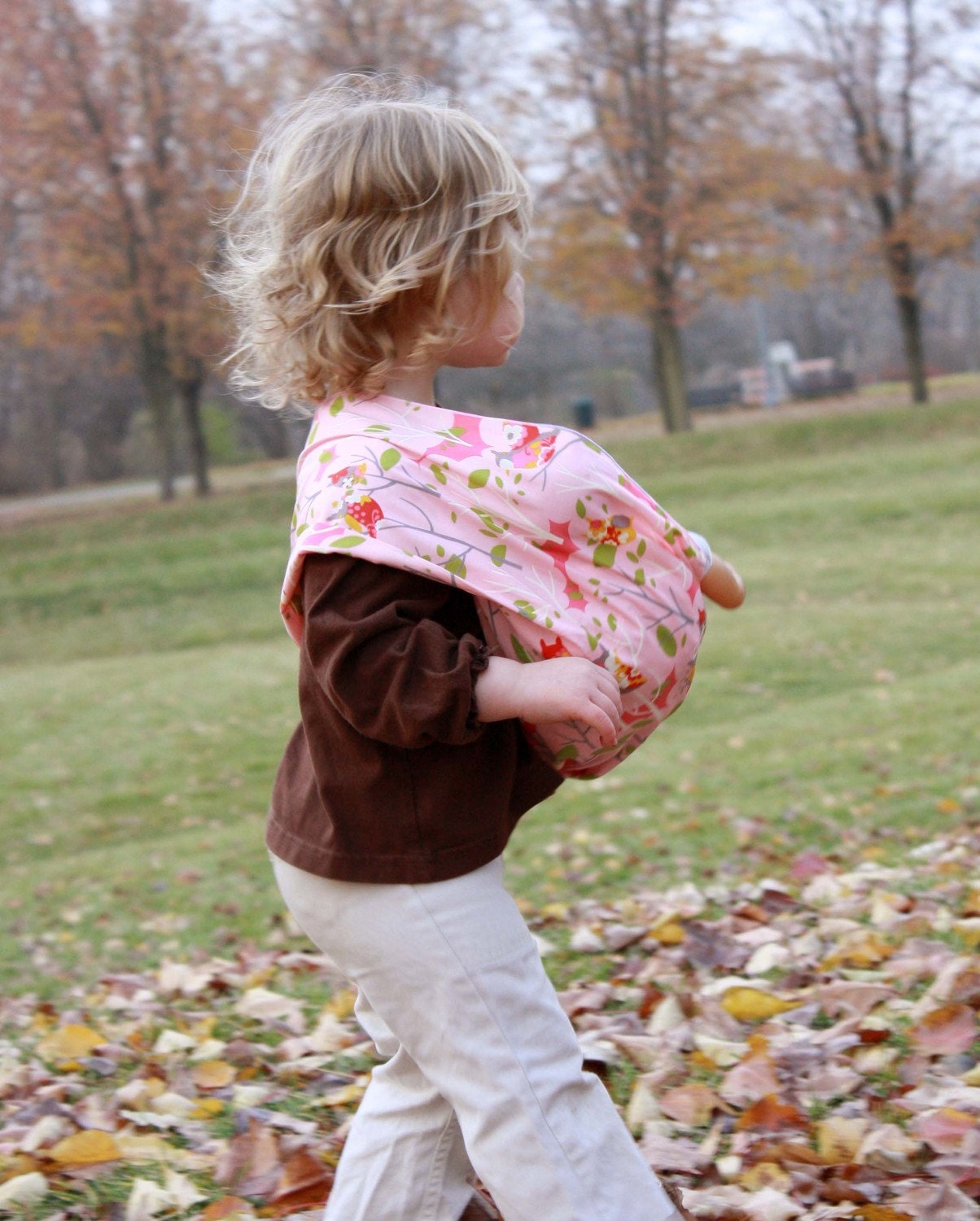 Baby Doll Sling Toy Pouch Style Doll Carrier - Whoo Forest Pink - FAST SHIPPING