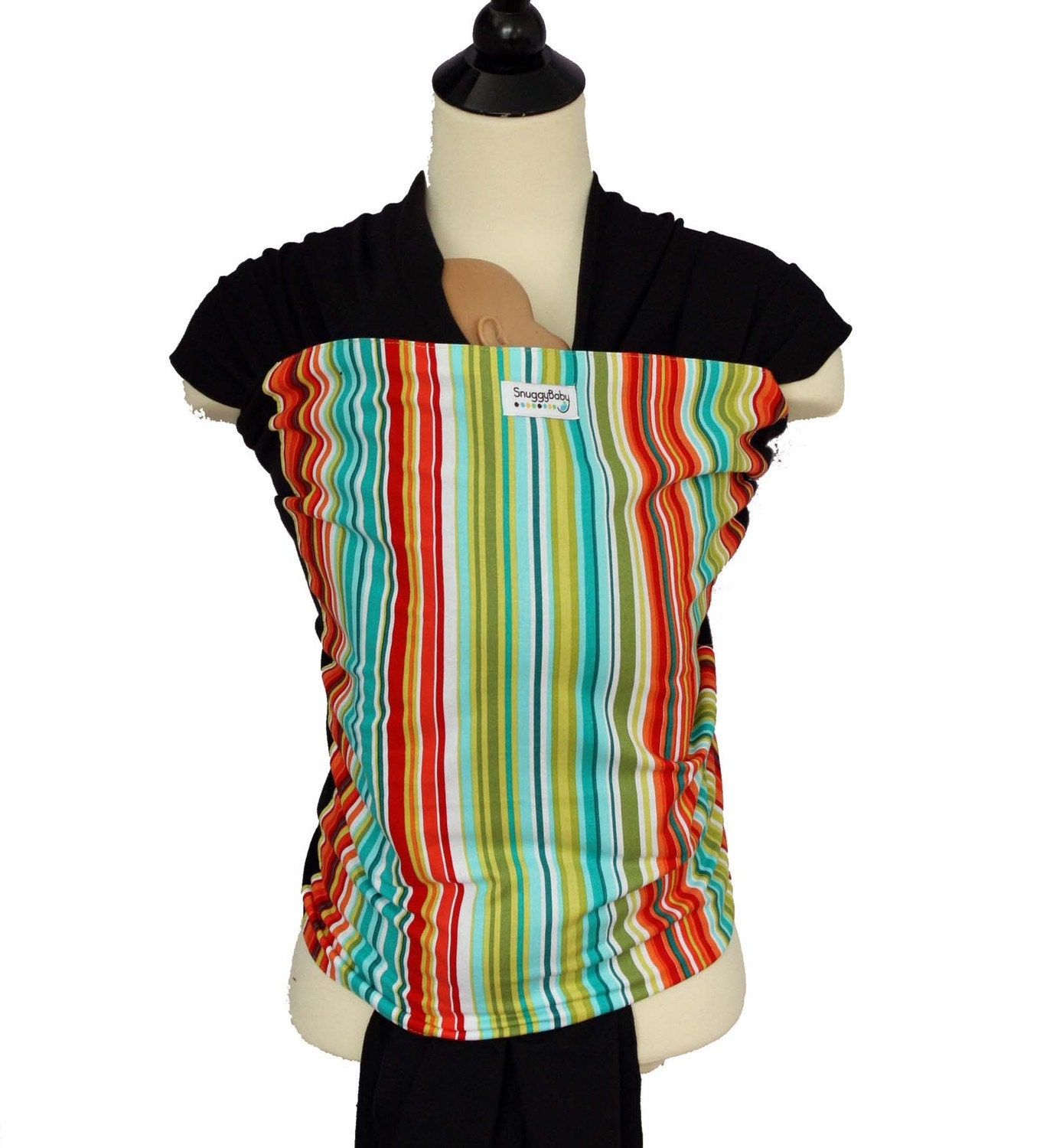 Baby Wrap Baby Carrier Stretchy Wrap Baby Sling - Caribbean Stripe - Instructional DVD Included - FAST SHIPPING