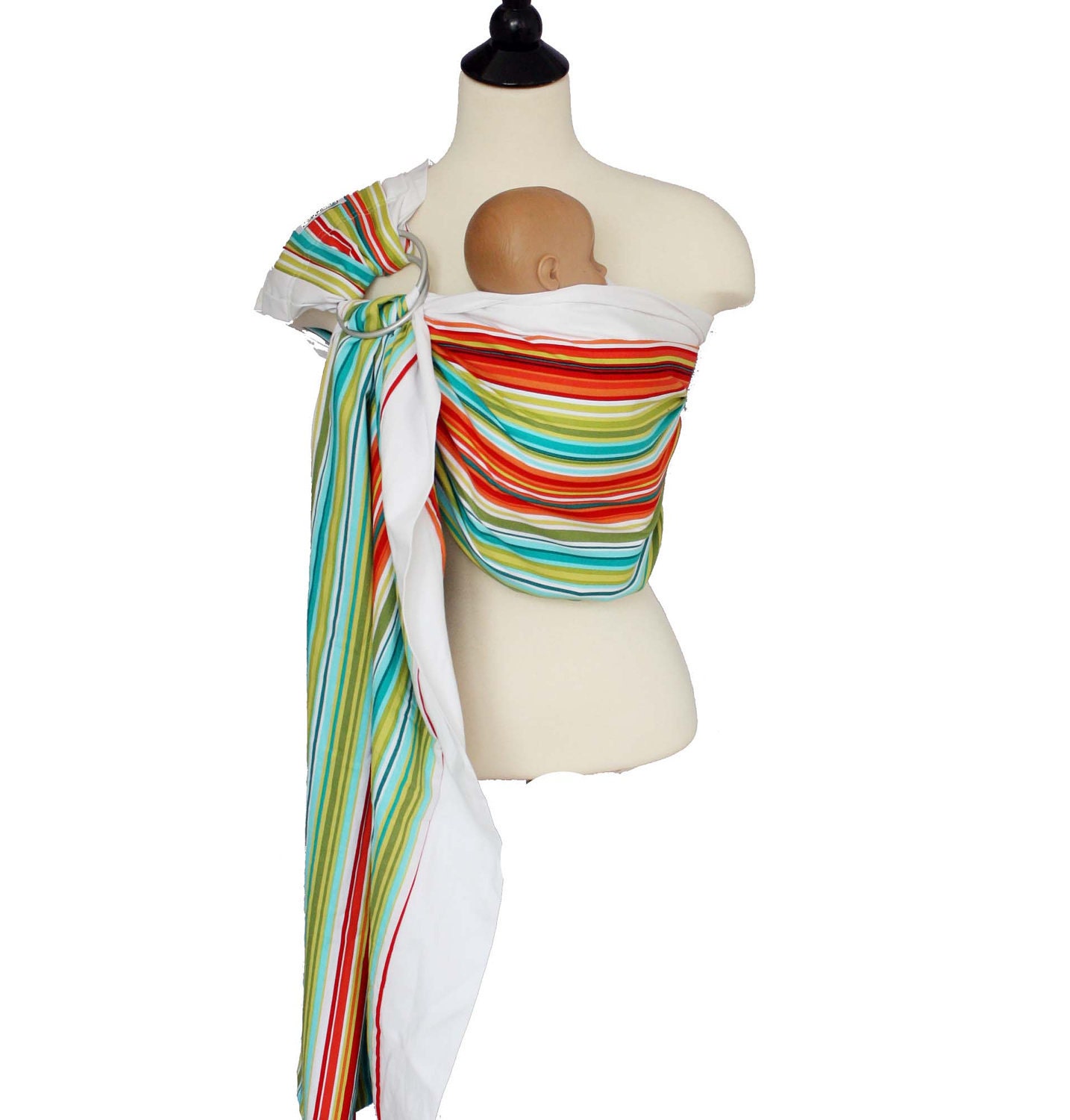 Baby Carrier Prestige Ring Sling Baby Sling - Caribbean Stripe - Instructional DVD Included - FAST SHIPPING