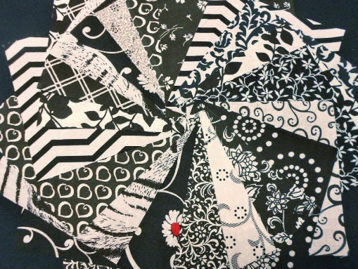 Black and White Quilt Fabric Squares Quilt Charm Squares - by SEW FUN QUILTS Time Saver Quilt Kit -