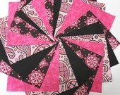 Pink and Black Paisley Quilt Fabric Charm Squares -  Time Saver Quilt Kit - by SEWFUNQUILTS