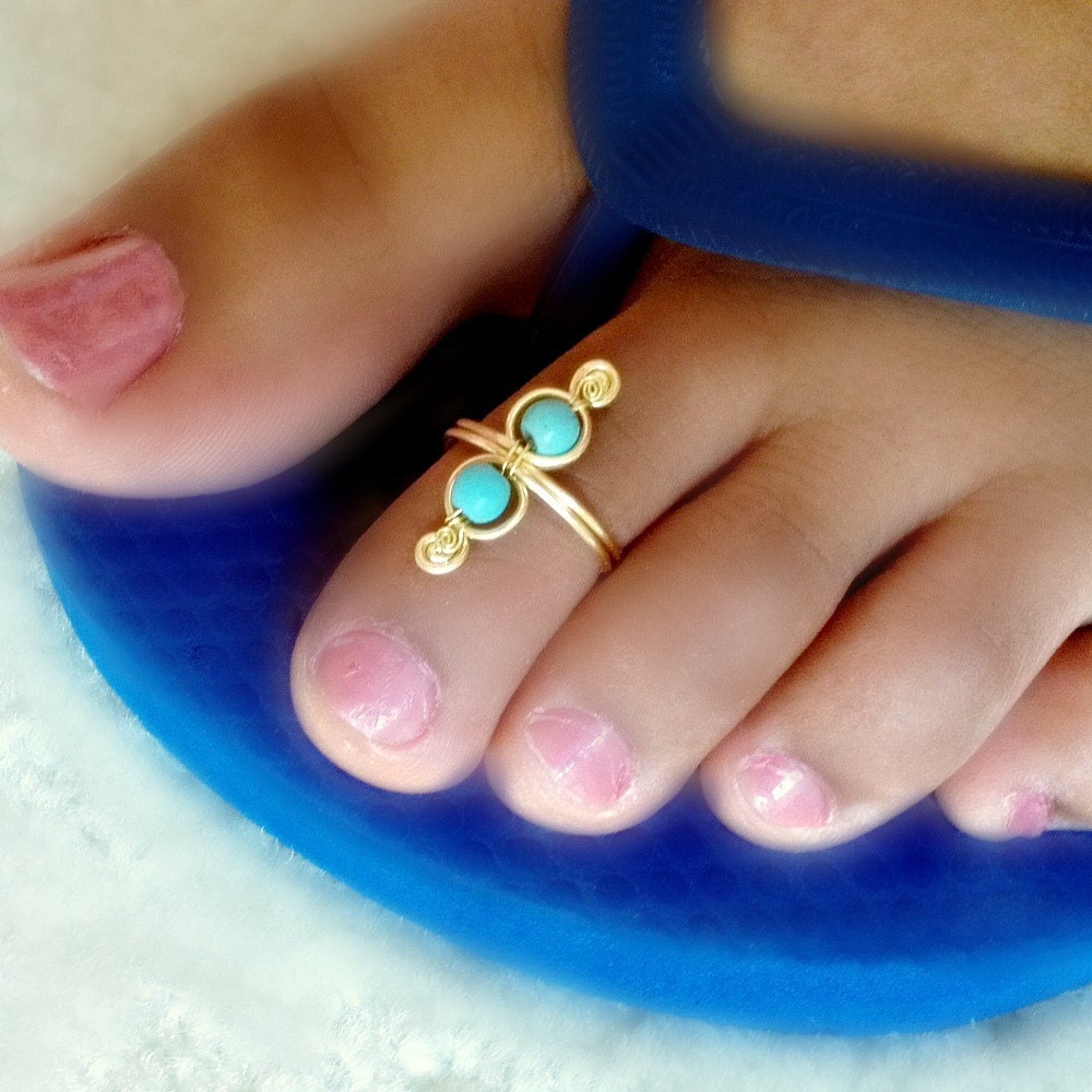Turquoise Swirl Toe Ring