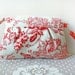 Save 10% w/ promo code--Kitt Wristlet/ Pouch/ Makeup Bag in Coral Red/Natural Toile Print--Ready to Ship--