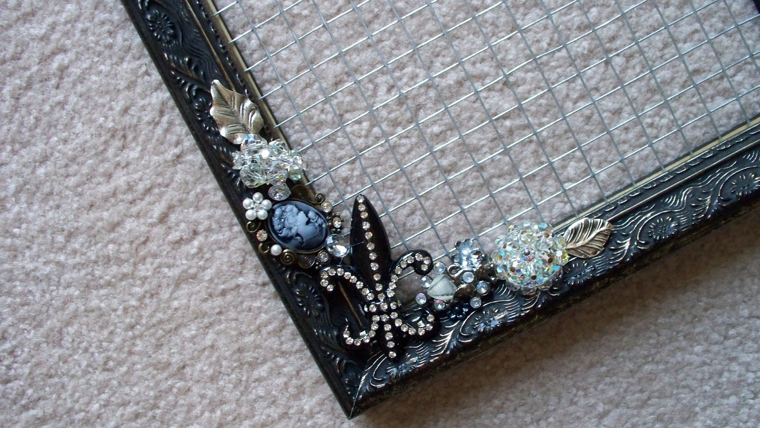 Earring Display Frame with Vintage Jewelry