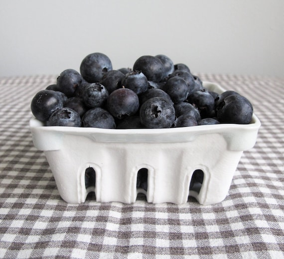 IN STOCK: Porcelain Berry Basket with Ice Blue Glaze