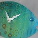 Wall Clock Fish Whimsical Wooden in Teal Turquoise and Lime Green No. 689 (12 x 7 inches)