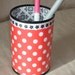 Red White and Black Polka Dot Damask Decorative Can Pencil Holder Desk Accessory No. 139