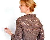 Lily Lace Shrug Cafe Latte Brown Organic Cotton XS S M L