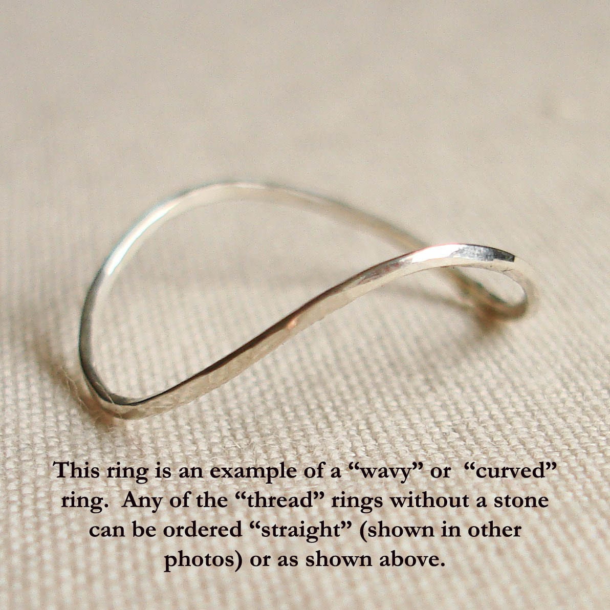 Thread of Silver- Tiny Halo Hammered Stack Ring - Delicate Jewelry
