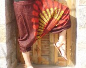 Dont Worry Be Hippy...Harem pants in Indian print CHOCOLATE